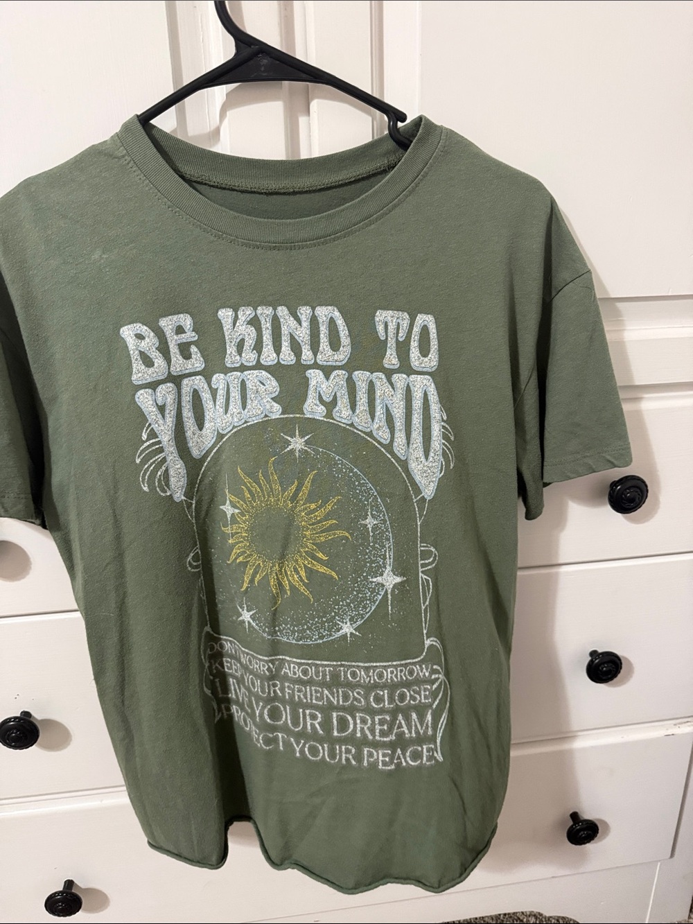 Awake Olive Green 'Be Kind To Your Mind' Graphic Tee